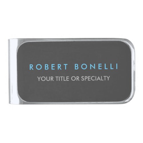 Grey Blue Trendy Silver Finish Money Clip