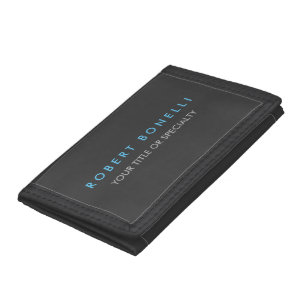 Grey Blue Trendy Tri-fold Wallet