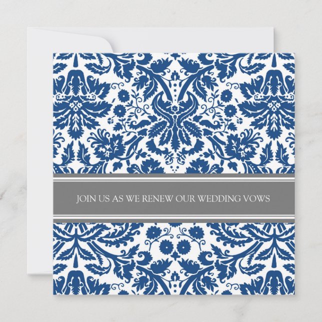 Grey Blue Wedding Vow Renewal Invitation (Front)