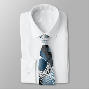 Grey, blue, white abstract pattern. neck tie