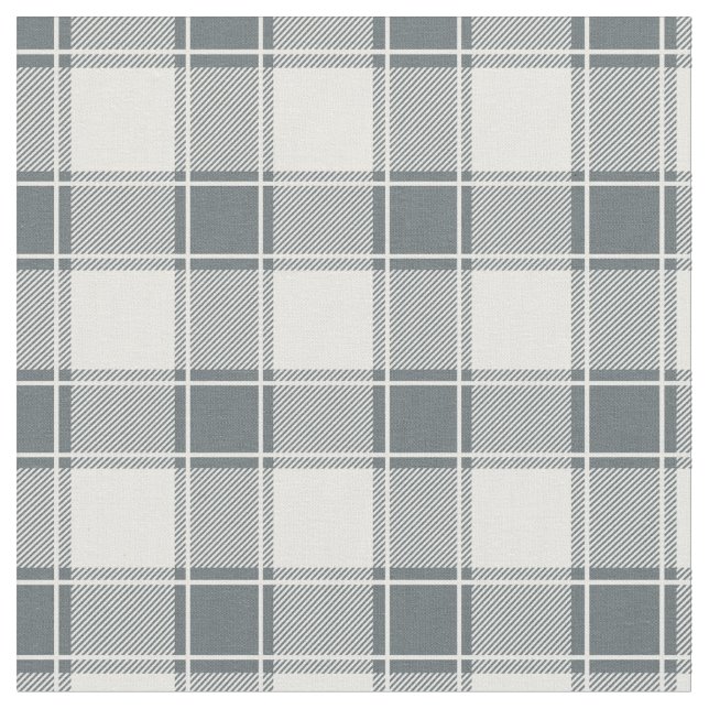 Grey Blue & White Buffalo Plaid Fabric (Close Up)
