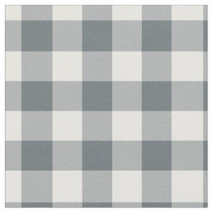 Grey Blue & White Plaid Gingham Fabric