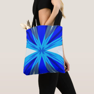 Grey Blue White Winter Christmas Star Snowflake Tote Bag