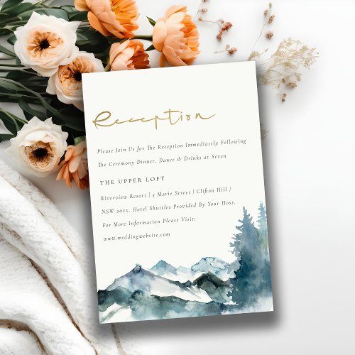 Grey Blush Blue Mountain Pine Wedding Reception Enclosure Card