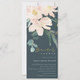 GREY BLUSH FLORAL BUNCH WATERCOLOR BRIDAL SHOWER INVITATION
