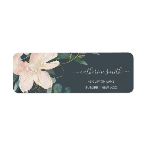 GREY BLUSH GOLD FLORAL BUNCH WATERCOLOR ADDRESS LABEL