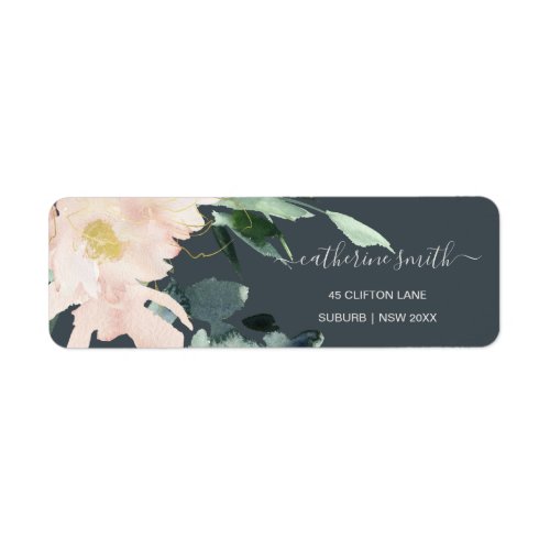 GREY BLUSH GOLD FLORAL BUNCH WATERCOLOR ADDRESS LABEL