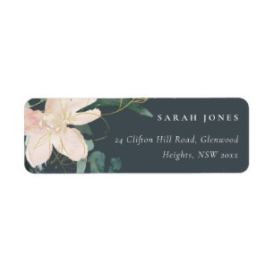GREY BLUSH GOLD FLORAL BUNCH WATERCOLOR ADDRESS LABEL