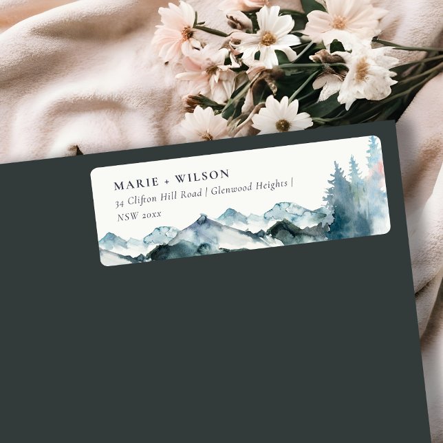 Grey Blush Green Blue Mountains Pine Address Label (Creator Uploaded)