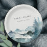 Grey Blush Green Blue Mountains Pine Wedding Paper Plates
