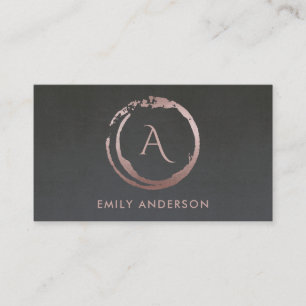 GREY BLUSH PINK BRUSH STROKE CIRCLE LOGO MONOGRAM BUSINESS CARD