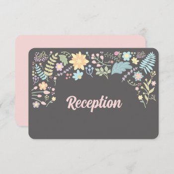 Grey | Blush Pink Floral Wedding Reception Card by YourWeddingDay at Zazzle