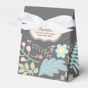 Grey Blush Pink Modern Floral Bridal Shower Favor Boxes