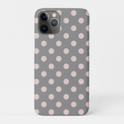 Grey  Blush Pink Polka Dots Dot Modern iPhone 11 Pro Case