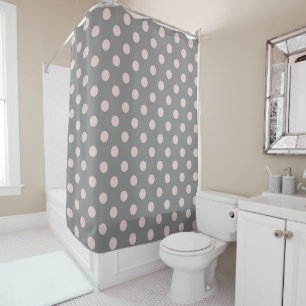 Grey & Blush Pink Polka Dots Dot Modern Shower Curtain