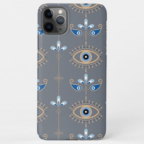 grey bohemian retro evil eye pattern iPhone 11Pro max case