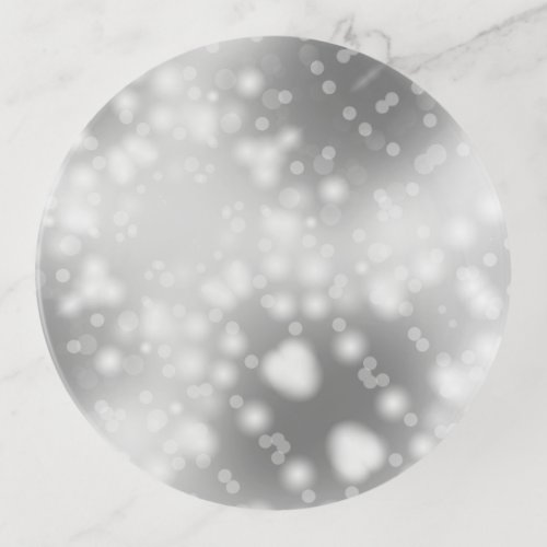 Grey Bokeh Bubble Lights Glamour Trinket Tray