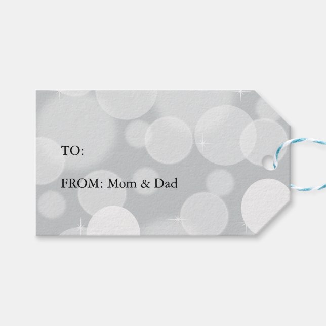 Grey Bokeh Gift Tags (Front (Horizontal))