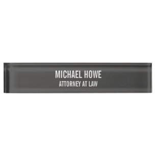 Grey Bold Legible Professional Trendy Modern Desk Name Plate