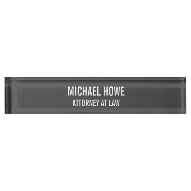 Grey Bold Legible Professional Trendy Modern Desk Name Plate (Front)