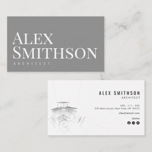grey bold text architect business card