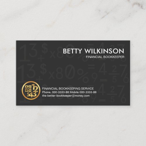 Grey Bookkeeping Number Symbols Business Card