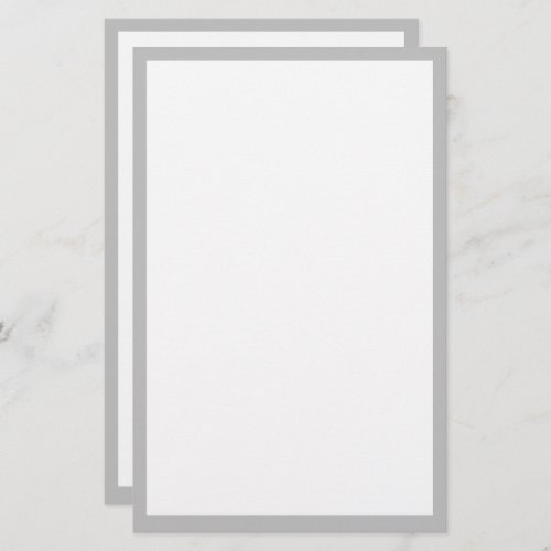 Grey Border Edge Silver Gray White Custom Color Stationery