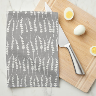 Grey Botanical Fern Print Kitchen Towel