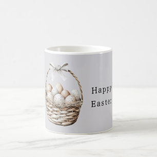 Grey Bow Easter Eggs Basket Coffee Mug