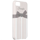 Grey Bow with Print Jewels & Stripes iPhone Case (Back/Right)