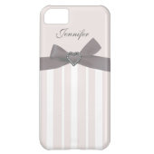 Grey Bow with Print Jewels & Stripes iPhone Case (Back)
