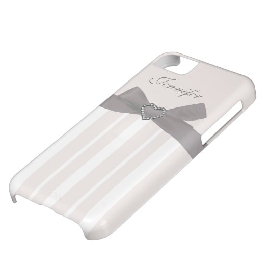 Grey Bow with Print Jewels & Stripes iPhone Case (Bottom)