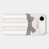 Grey Bow with Print Jewels & Stripes iPhone Case (Back (Horizontal))