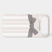 Grey Bow with Print Jewels & Stripes iPhone Case (Back (Horizontal))