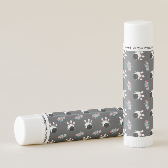 Grey Bowling Lip Balm Party Favors (Front)