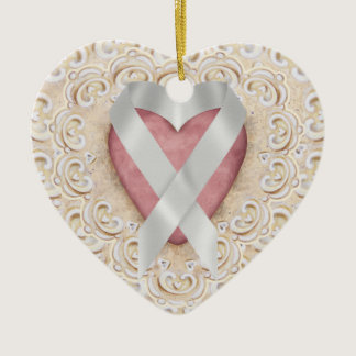 Grey Brain Cancer Ribbon From the Heart - SR Ceramic Ornament