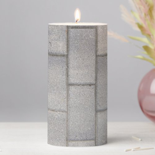 Grey Brick Cement Sidewalk Pillar Candle