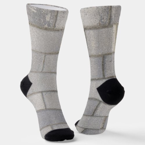 Grey Brick Cement Sidewalk  Socks