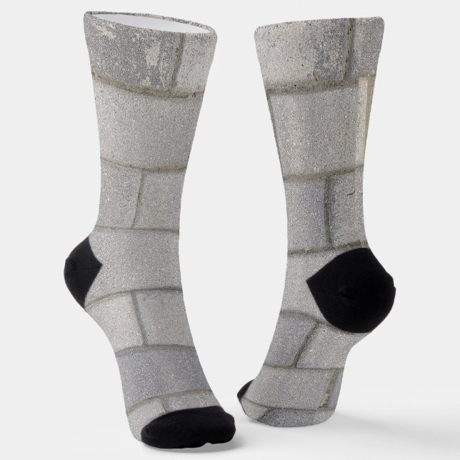 Grey Brick Cement Sidewalk  Socks (Angled)