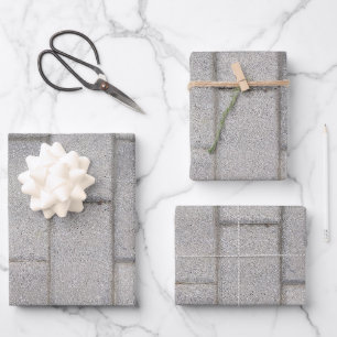 Grey Brick Cement Sidewalk Wrapping Paper Sheets