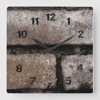 Grey Bricks Wall Clock by GetArtFACTORY at Zazzle