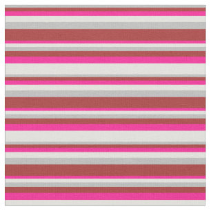 Grey, Brown, Deep Pink & Light Yellow Pattern Fabric