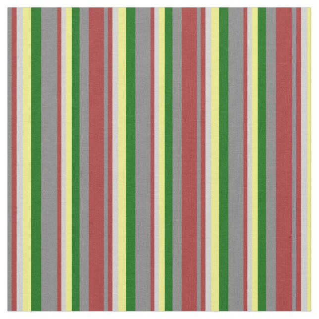 Grey, Brown, Light Gray, Yellow, and Dark Green Fabric (Close Up)