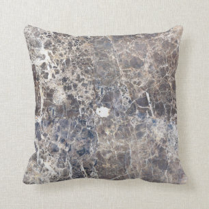 Grey Brown Marble Rustic neutral Stone Throw Pillow