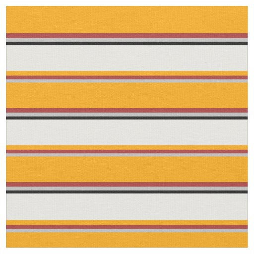 Grey, Brown, Orange, Mint Cream & Black Stripes Fabric