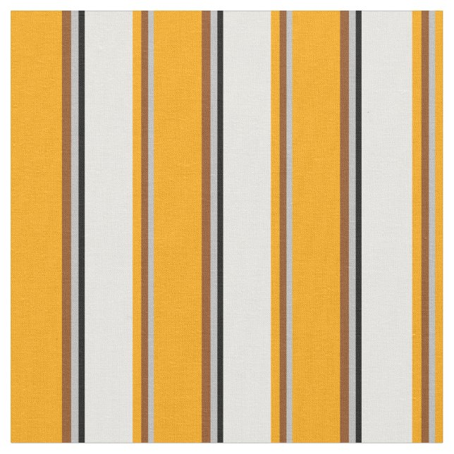 Grey, Brown, Orange, White & Black Lines Fabric (Close Up)