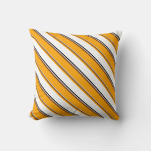 Grey, Brown, Orange, White & Black Lines Pillow