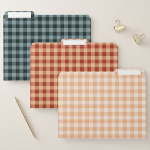 Grey Brown Peach Plaid Tartan Checkered Spring File Folder