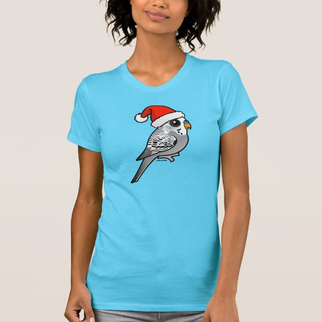 Grey Budgie Santa Claus T-Shirt (Front)