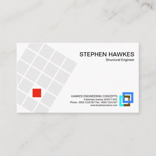 Grey Building Blocks Red Pillar Box Engineering Business Card